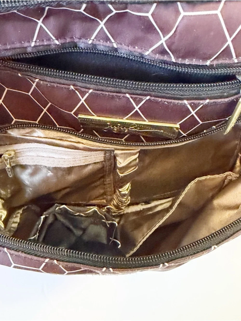 JuJuBe BFF Baby Diaper Bag Brown Geometric Design Tote Changing Mat Travel